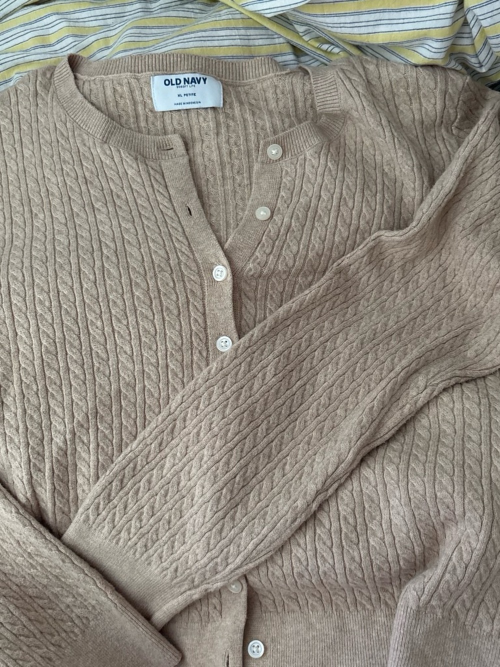 Old Navy Beige Cable Knit Button-Front Cardigan